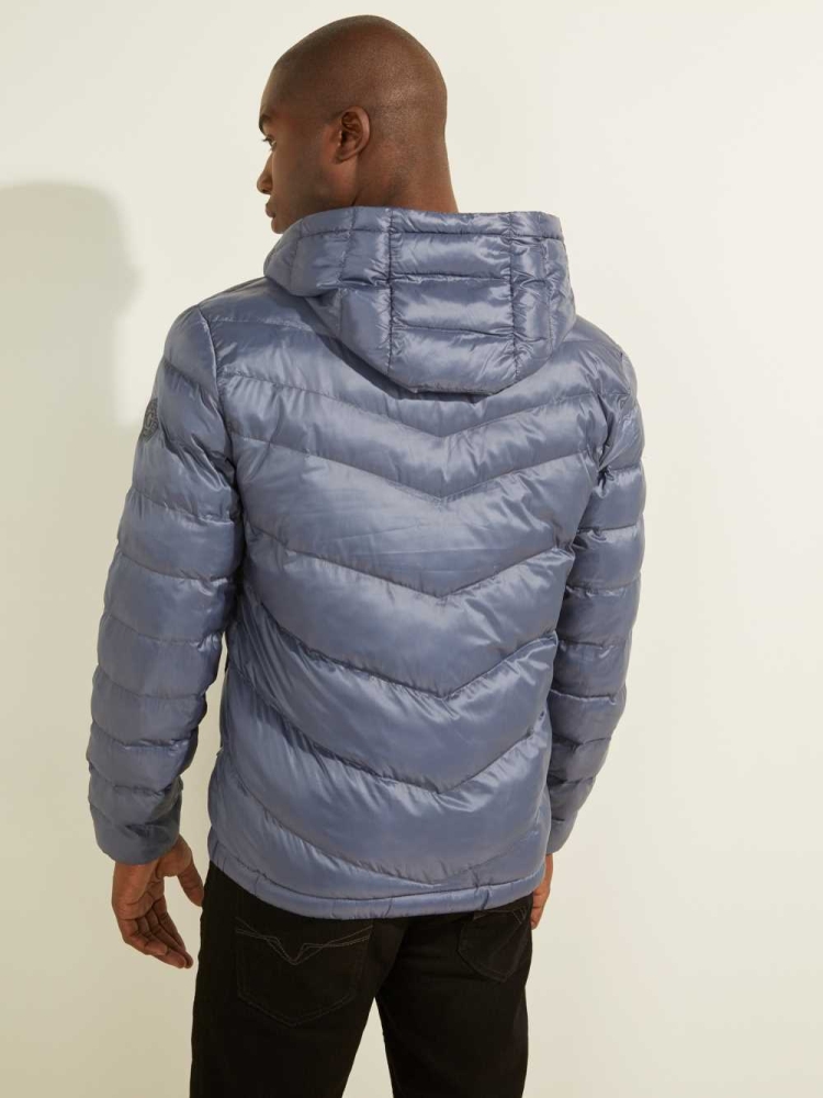 GUESS Eco Lightweight Puffer Men's Jackets Blue | UK5201FYH