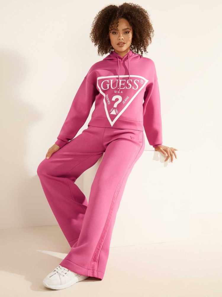 GUESS Eco Logo Hooded Women's Sweatshirt Purple | UK5968OJB