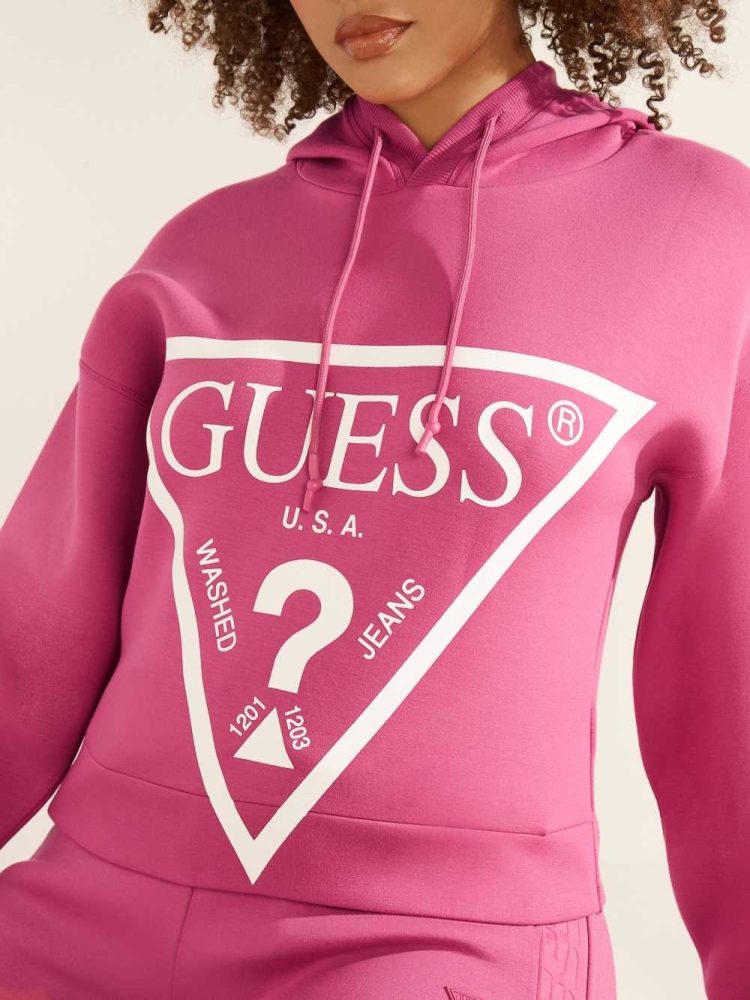 GUESS Eco Logo Hooded Women's Sweatshirt Purple | UK5968OJB