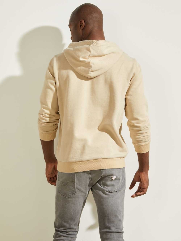 GUESS Eco Murray Logo Men's Hoodies Beige | UK6710REG