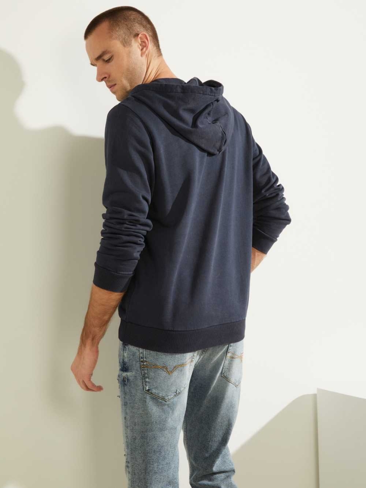 GUESS Eco Murray Logo Men's Hoodies Dark Blue | UK7816EOT