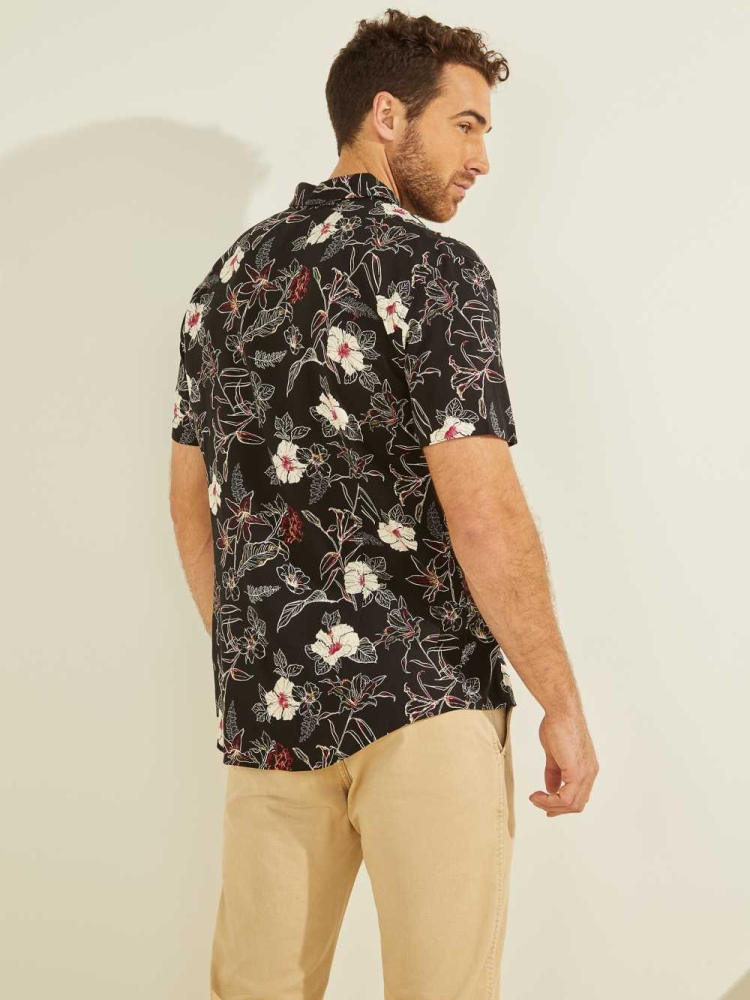 GUESS Eco Rayon Westbury Men's Shirts Flower | UK0524HSJ