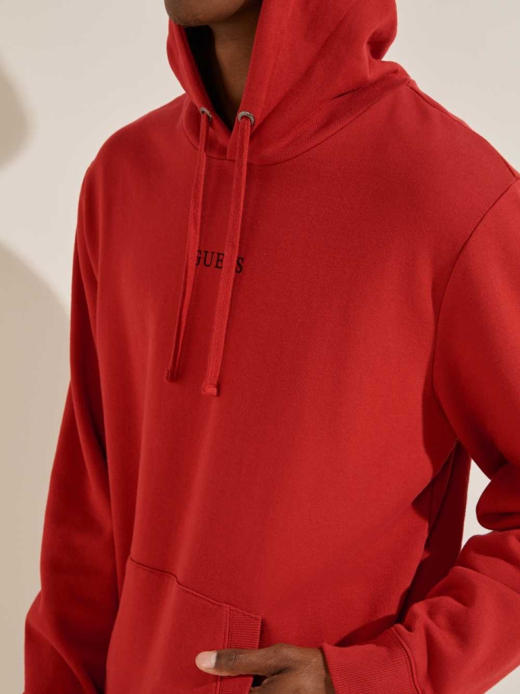 GUESS Eco Roy Embroidered Logo Men's Hoodies Red | UK0618QEU