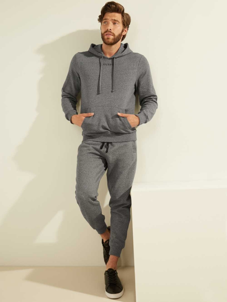 GUESS Eco Roy Embroidered Logo Men's Hoodies Dark Grey | UK5097JFV