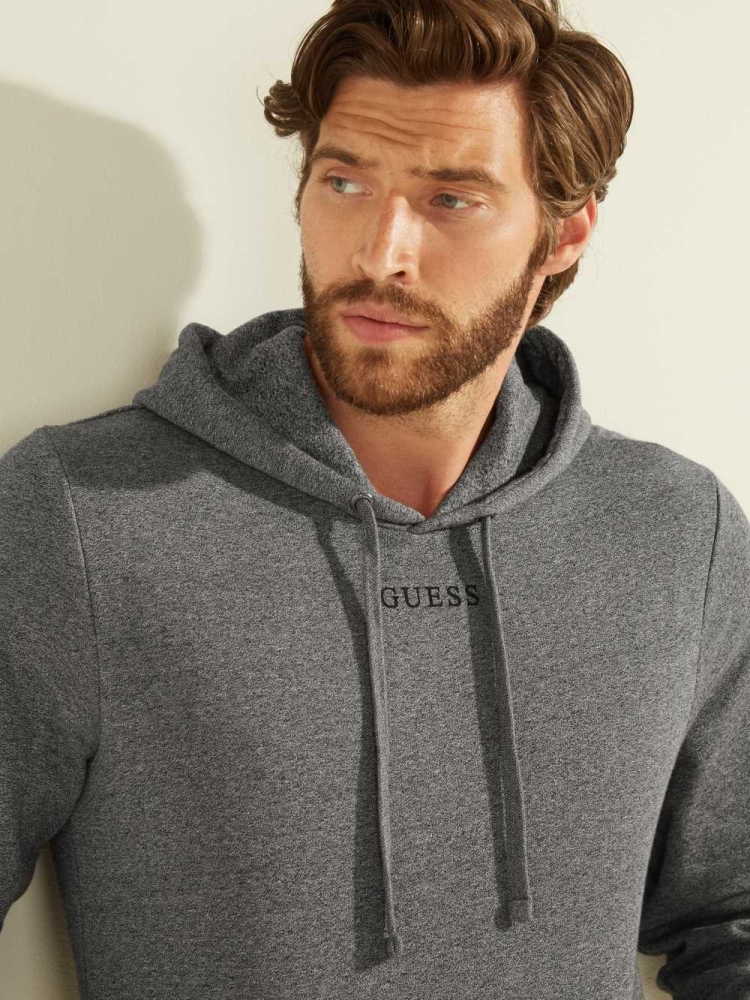 GUESS Eco Roy Embroidered Logo Men's Hoodies Dark Grey | UK5097JFV