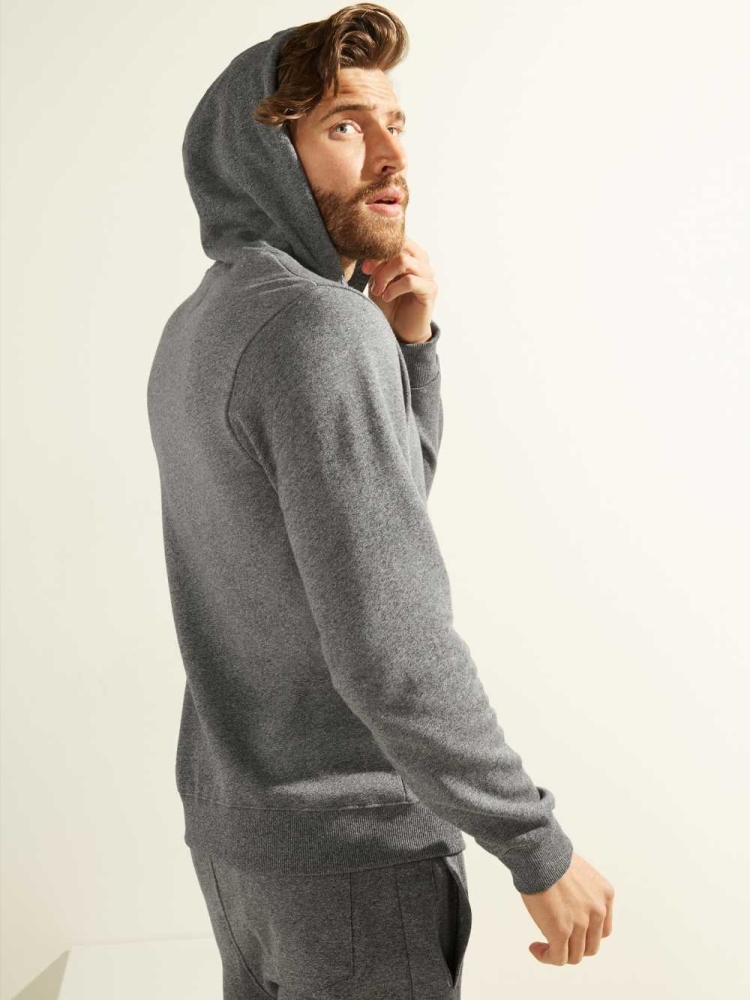 GUESS Eco Roy Embroidered Logo Men's Hoodies Dark Grey | UK5097JFV