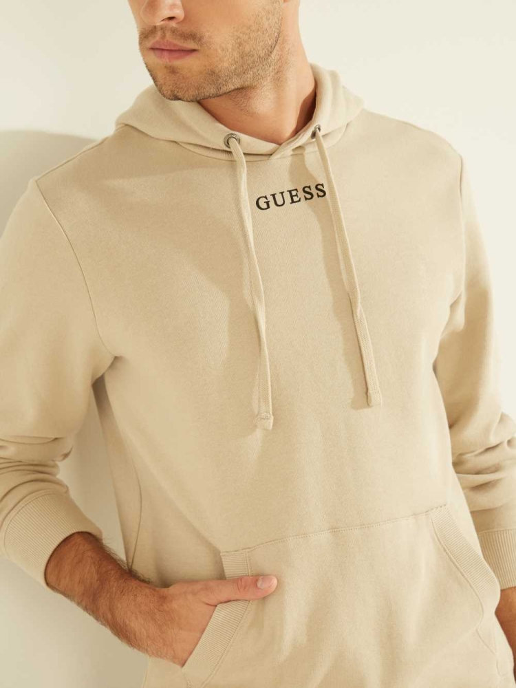 GUESS Eco Roy Embroidered Logo Men's Hoodies Titanium | UK7182SKU