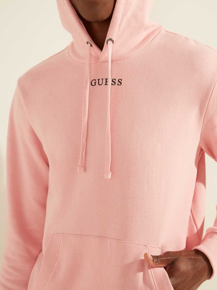 GUESS Eco Roy Embroidered Logo Men's Hoodies Light Pink | UK7391LEI