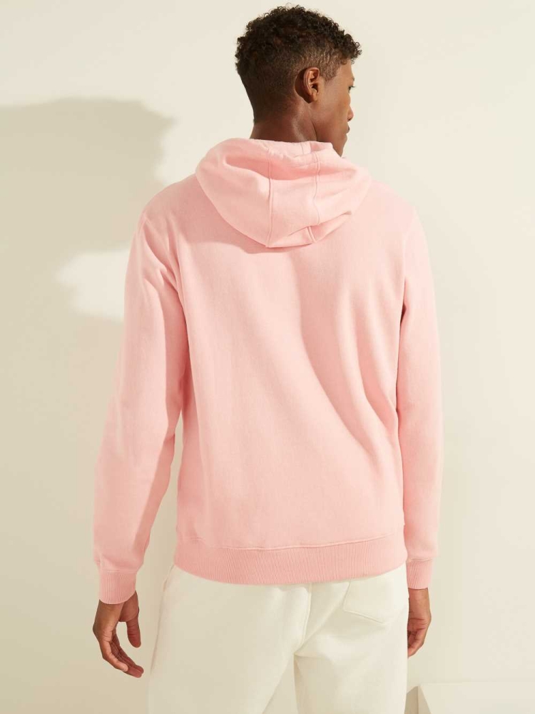 GUESS Eco Roy Embroidered Logo Men's Hoodies Light Pink | UK7391LEI