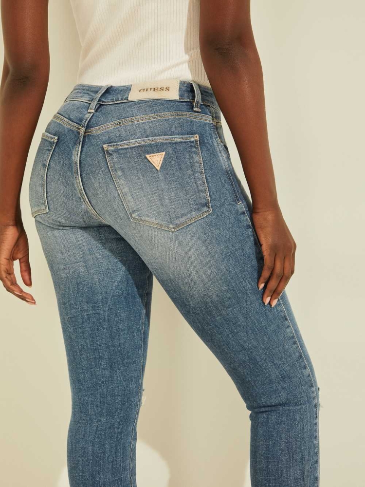 GUESS Eco Sexy Curve Destroyed Women's Jeans Light Blue | UK8710URC