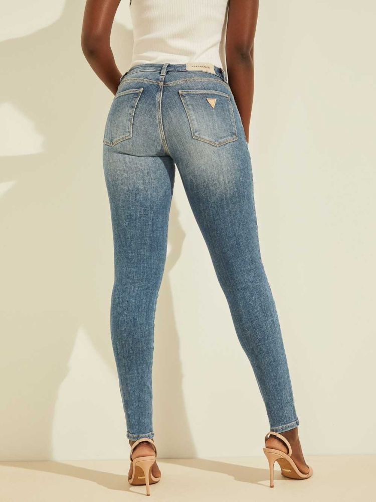 GUESS Eco Sexy Curve Destroyed Women's Jeans Light Blue | UK8710URC