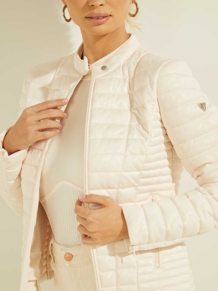 GUESS Eco Vona Logo Women's Jackets White | UK2159WIE