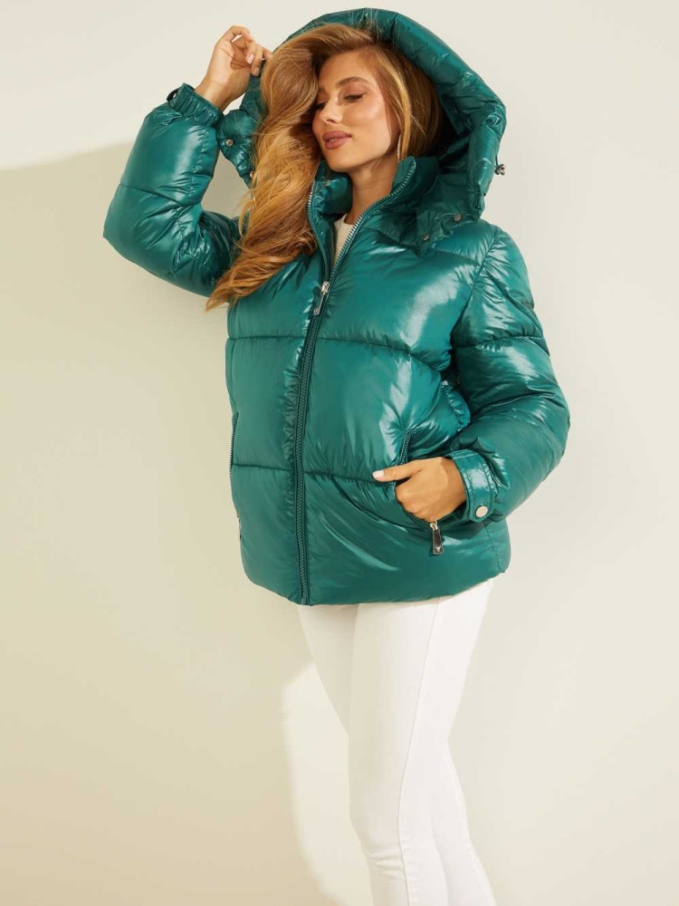 GUESS Eliza Puffer Women's Jackets Green | UK3496CKN