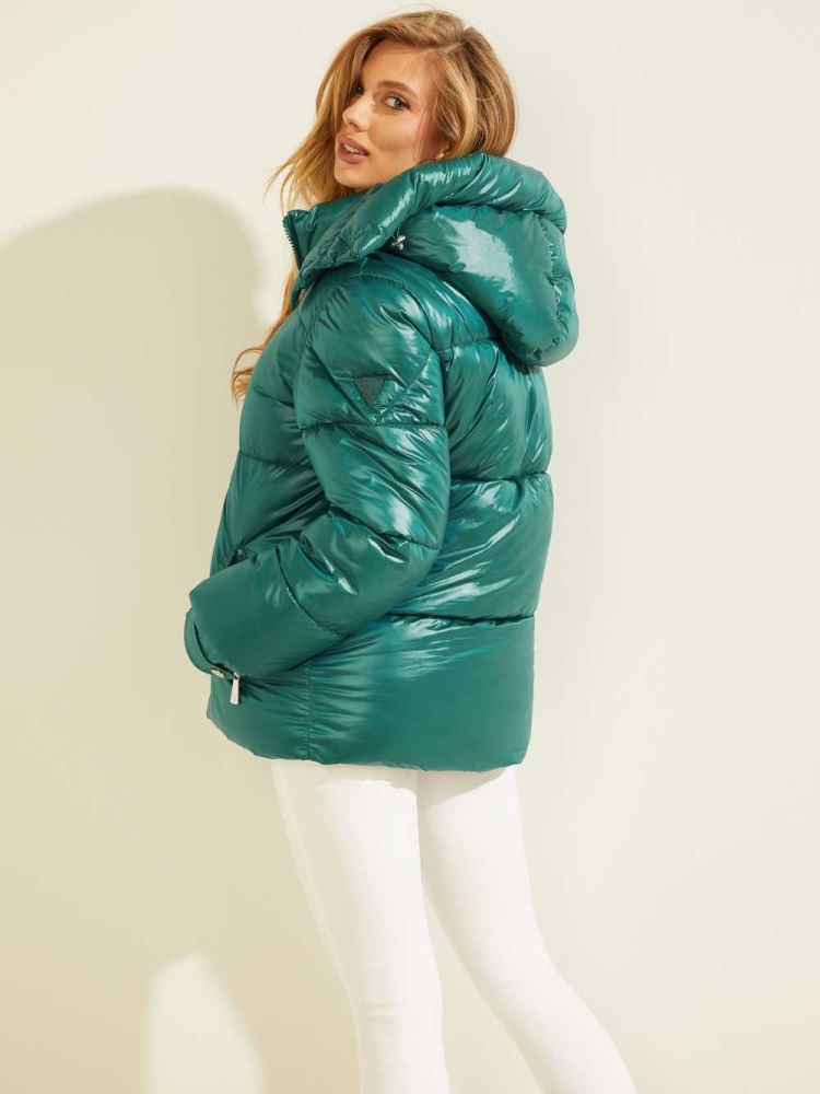 GUESS Eliza Puffer Women's Jackets Green | UK3496CKN