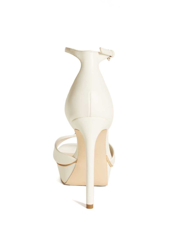 GUESS Ellsyn Peep-Toe Stilettos Women's Heels Sandals White | UK6430XLN