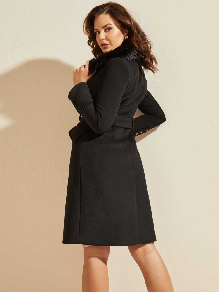 GUESS Elly Wool Women's Coats Black | UK8061LCB