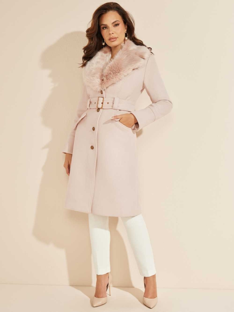 GUESS Elly Wool Women's Coats White | UK2081TQI