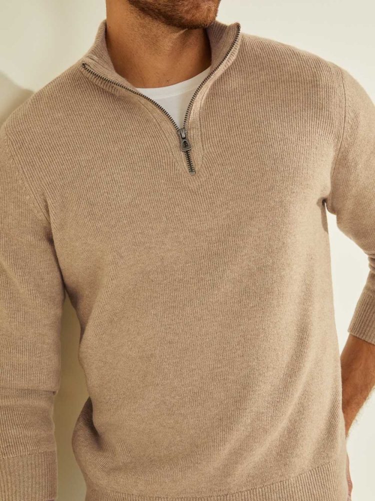 GUESS Esmere Wool-Blend Zip Men's Sweaters Grey | UK2306SKV