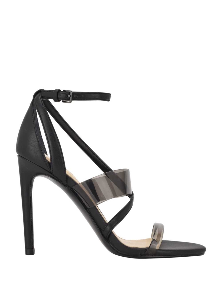 GUESS Felecia Transparent Heeled Women's Heels Sandals Black | UK0394ODU