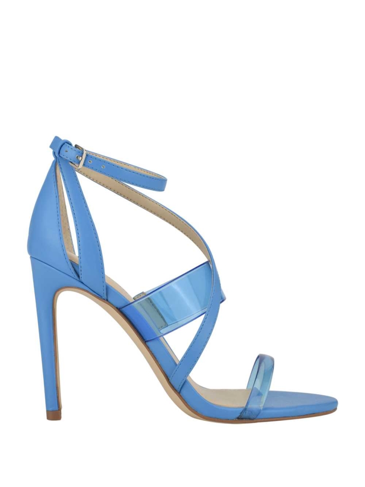 GUESS Felecia Transparent Heeled Women's Heels Sandals Blue Multicolor | UK6129MFA