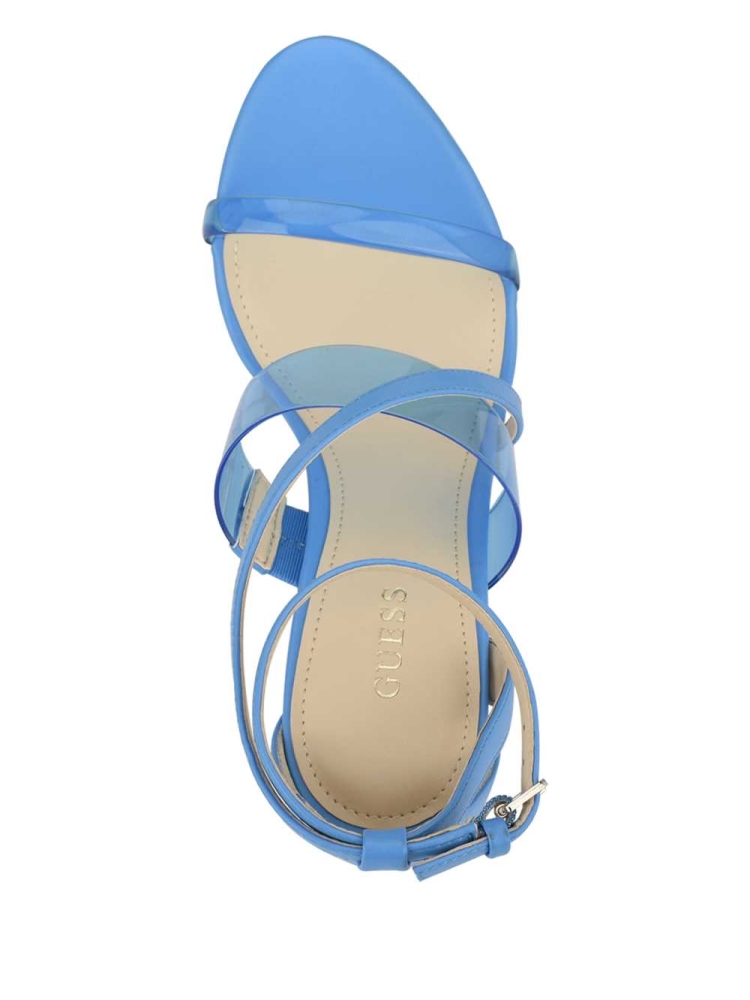 GUESS Felecia Transparent Heeled Women's Heels Sandals Blue Multicolor | UK6129MFA