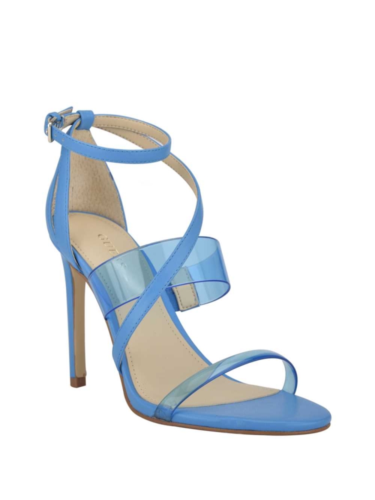 GUESS Felecia Transparent Heeled Women\'s Heels Sandals Blue Multicolor | UK6129MFA