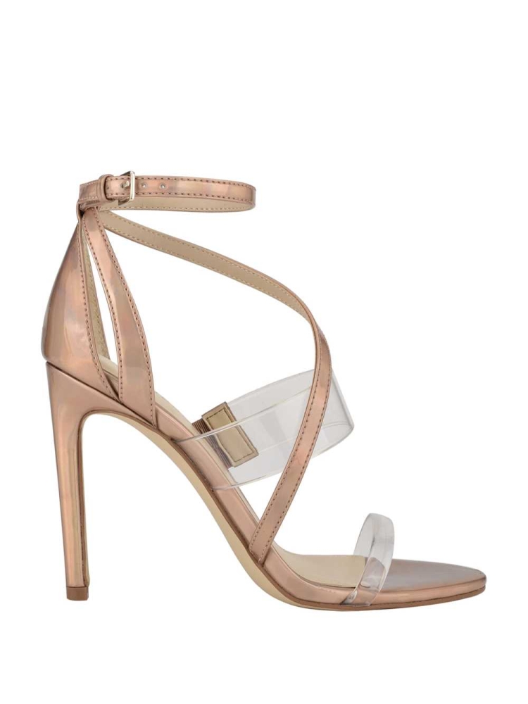 GUESS Felecia Transparent Heeled Women's Heels Sandals Beige Multicolor | UK6198ZBY