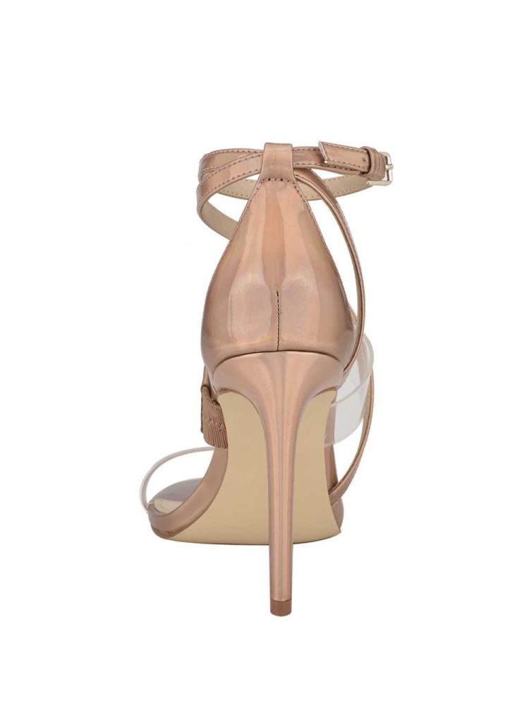 GUESS Felecia Transparent Heeled Women's Heels Sandals Beige Multicolor | UK6198ZBY