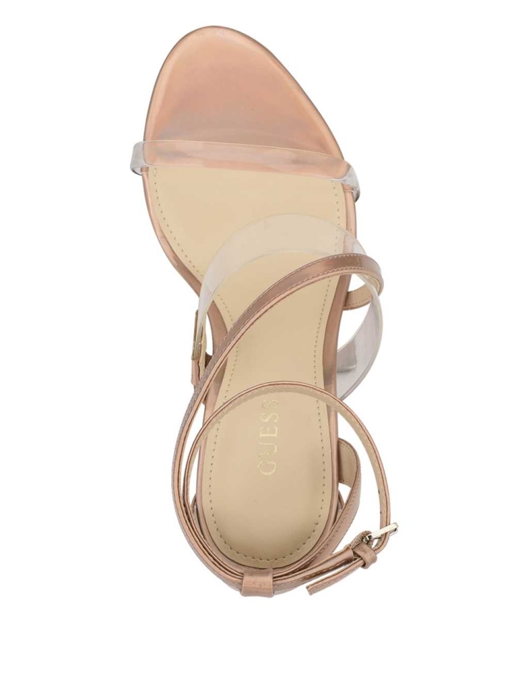 GUESS Felecia Transparent Heeled Women's Heels Sandals Beige Multicolor | UK6198ZBY