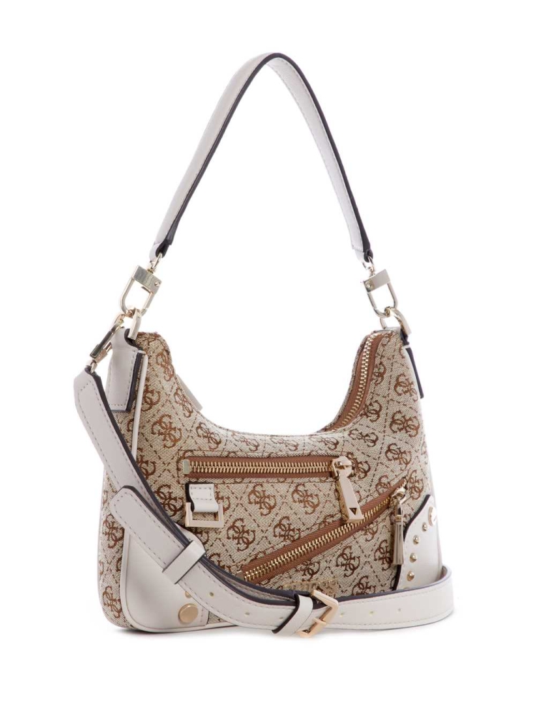 GUESS Frankie Top-Zip Women's Shoulder Bags Brown Multicolor | UK7839OLI