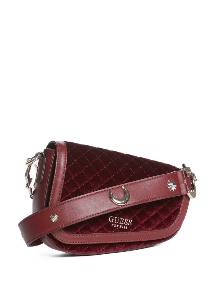 GUESS G-Dream Velvet Flap Women's Shoulder Bags Red | UK5024ZTA