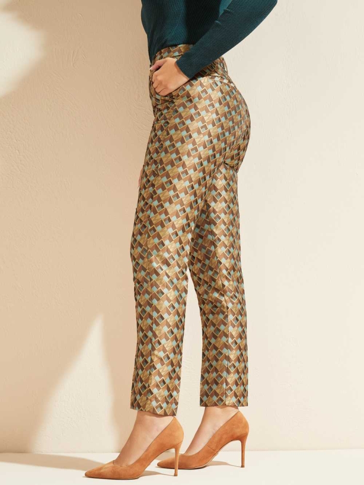 GUESS Geometric Logo Women's Pants Multicolor Gold | UK3258CZQ