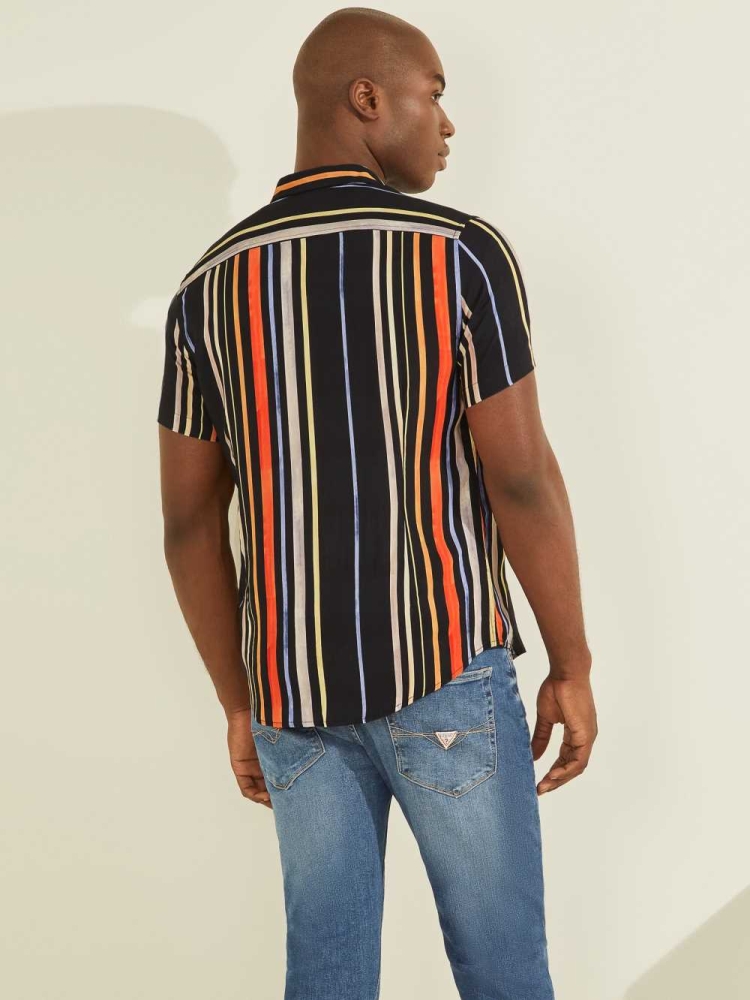 GUESS Hampton Striped Men's Shirts Multicolor | UK6742AFU