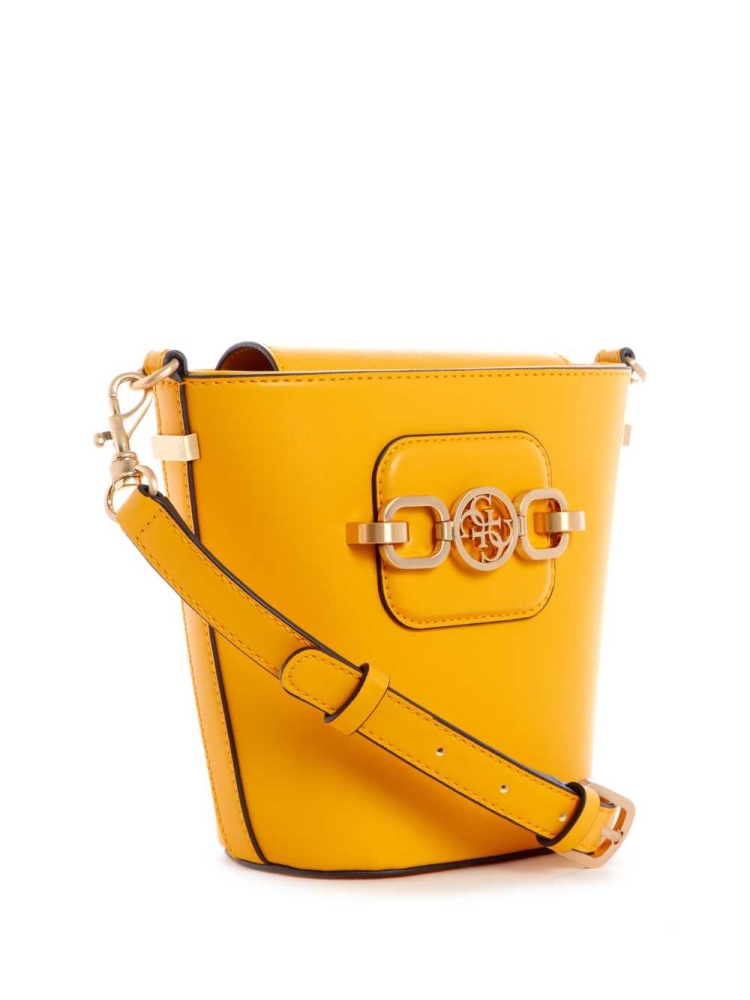 GUESS Hensely Bucket Women's Crossbodies Yellow | UK6359GIJ