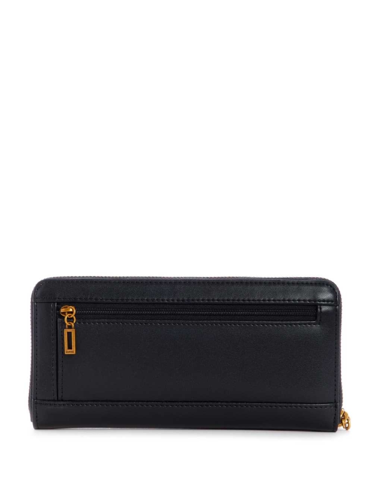 GUESS Hensely Large Zip-Around Women's Wallets Black | UK3608WLZ