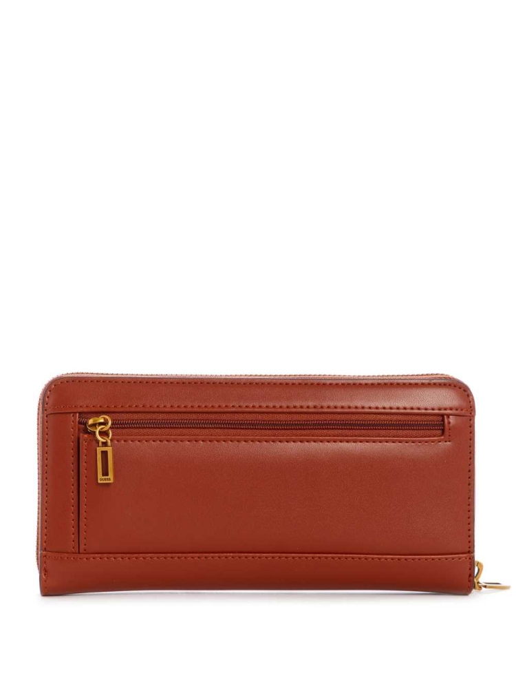 GUESS Hensely Large Zip-Around Women's Wallets Burgundy | UK6214FBM