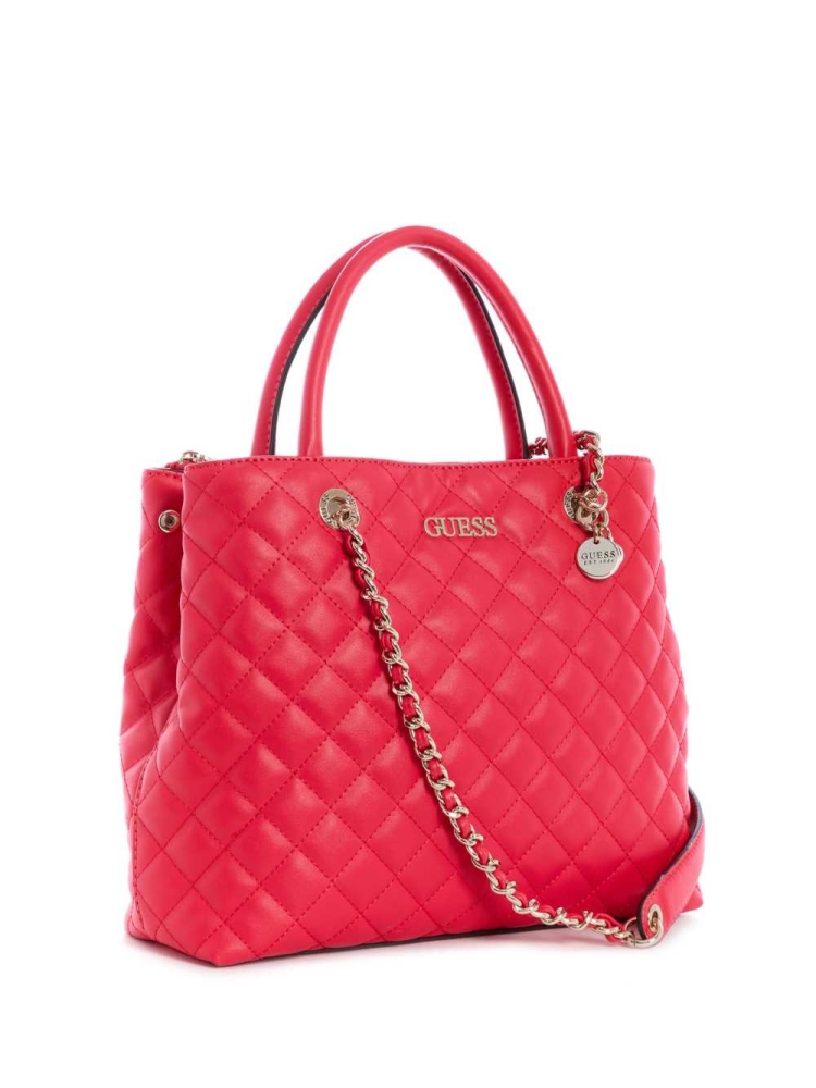 GUESS Illy Society Women's Satchels Red | UK1687PWD