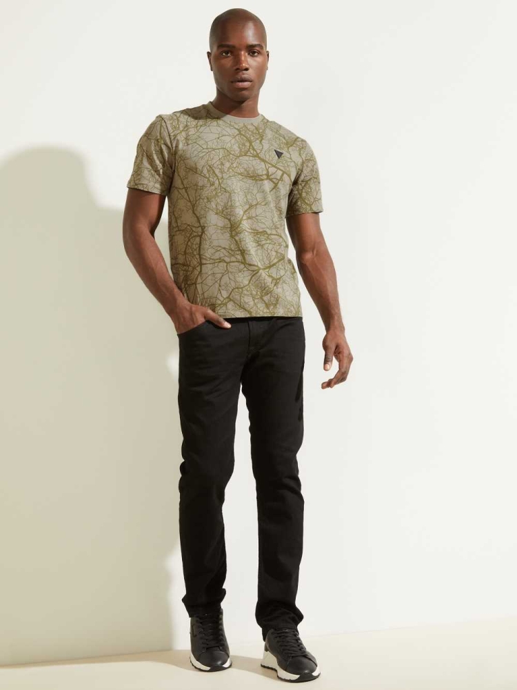 GUESS Jesse Men's T-Shirts Olive | UK2574QKW