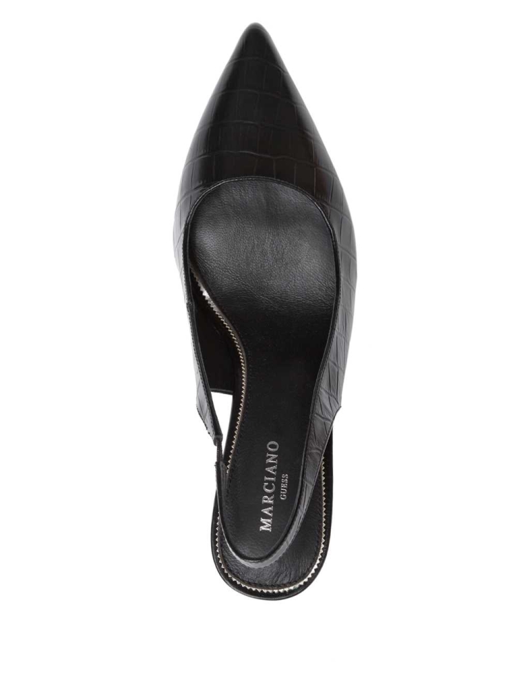 GUESS Juna Crocodile Sling Back Heel Women's Heels Shoes Black | UK4932MBR