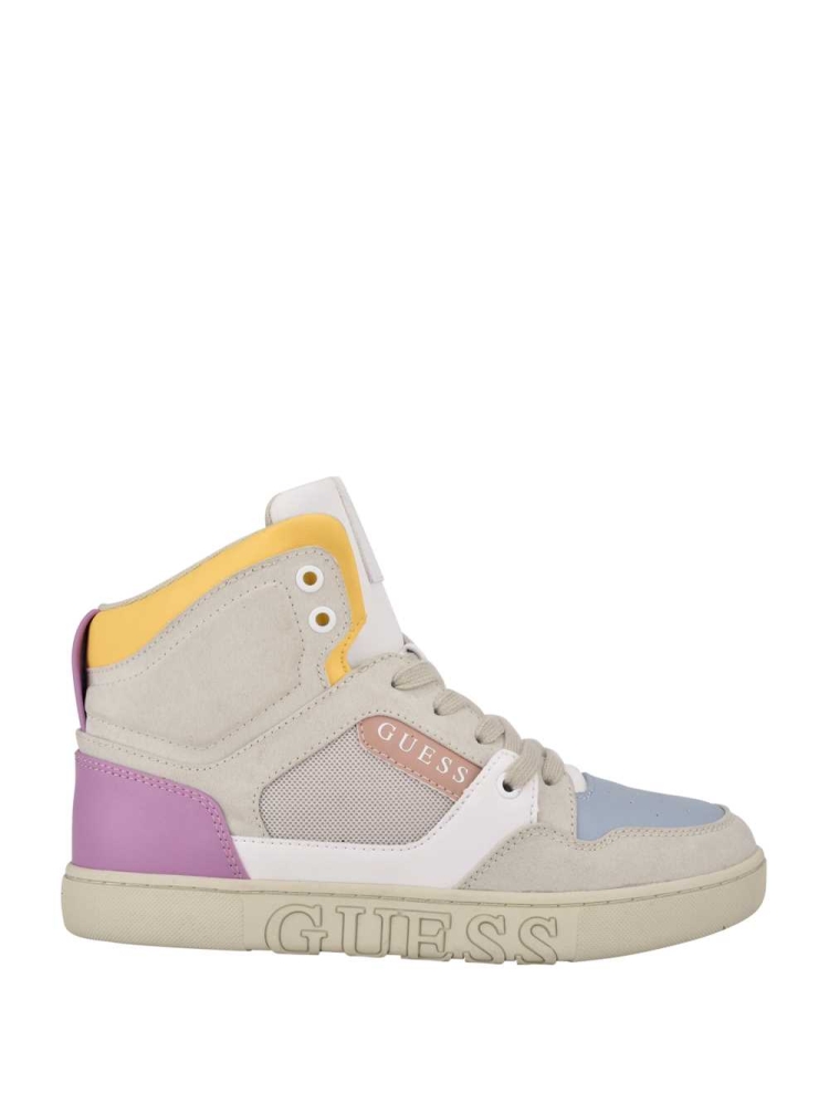 GUESS Justis Faux-Suede High-Top Women's Sneakers Multicolor | UK2709QLW