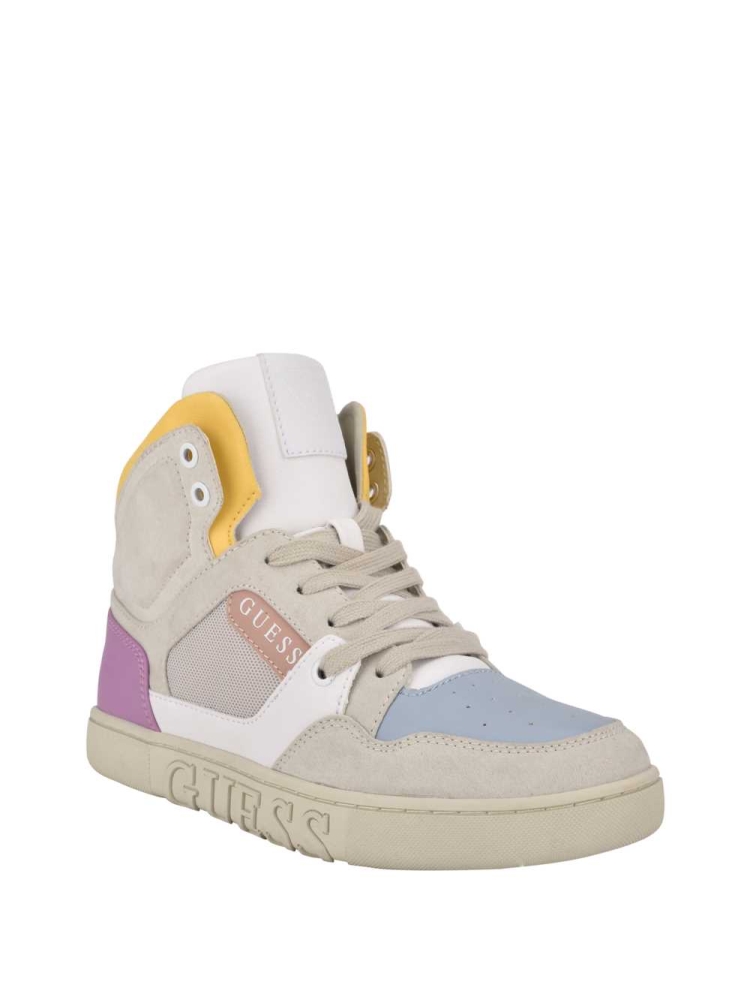 GUESS Justis Faux-Suede High-Top Women\'s Sneakers Multicolor | UK2709QLW