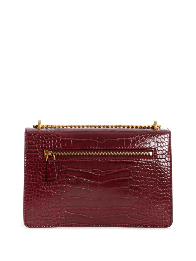 GUESS Katey Croc Convertible Women's Crossbodies Burgundy | UK1829ELP