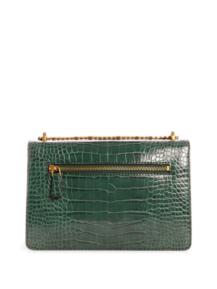 GUESS Katey Croc Convertible Women's Crossbodies Green | UK6531LTC