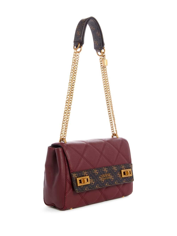 GUESS Katey Quilted Women's Shoulder Bags Burgundy Multicolor | UK2348QLC