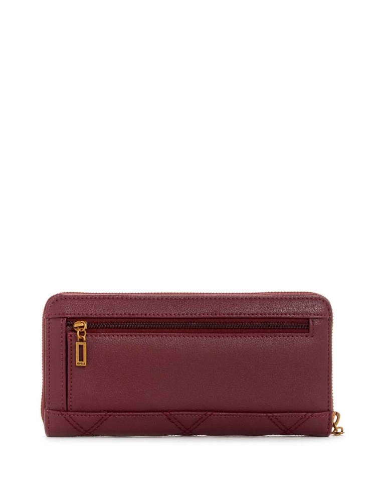 GUESS Katey Quilted Zip-Around Women's Wallets Burgundy Multicolor | UK4952TSX