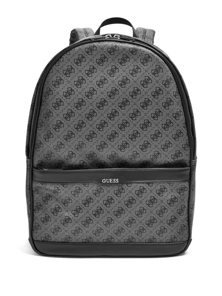 GUESS Kevin Logo-Print Women\'s Backpacks Black | UK0712FGX