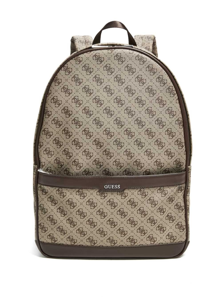 GUESS Kevin Logo-Print Women\'s Backpacks Brown | UK9107RBD