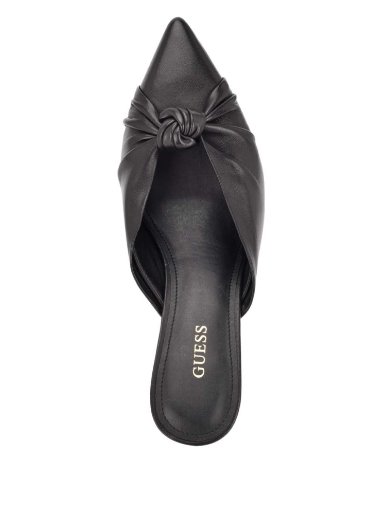 GUESS Knot Front Pointed Toe Mules Women's Mules Black | UK4892ZDN