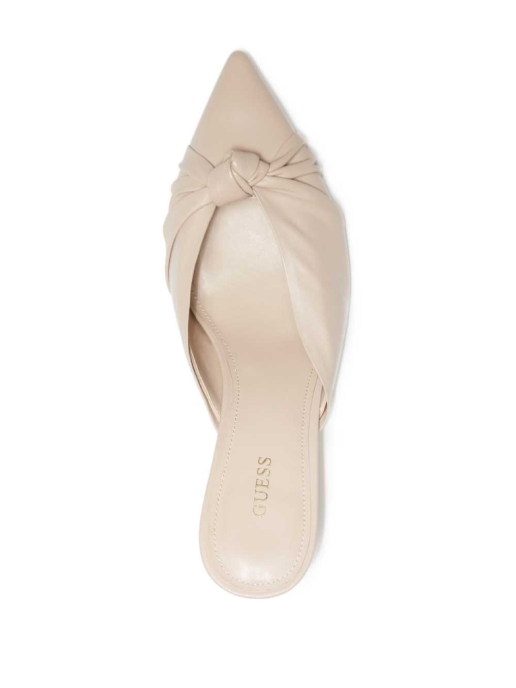 GUESS Knot Front Pointed Toe Mules Women's Mules Beige | UK6347MPE