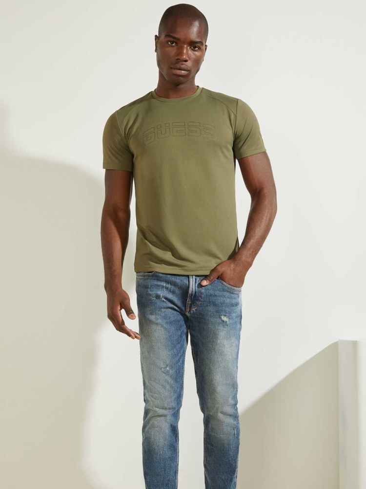 GUESS Korey Men\'s T-Shirts Olive | UK9382HKN